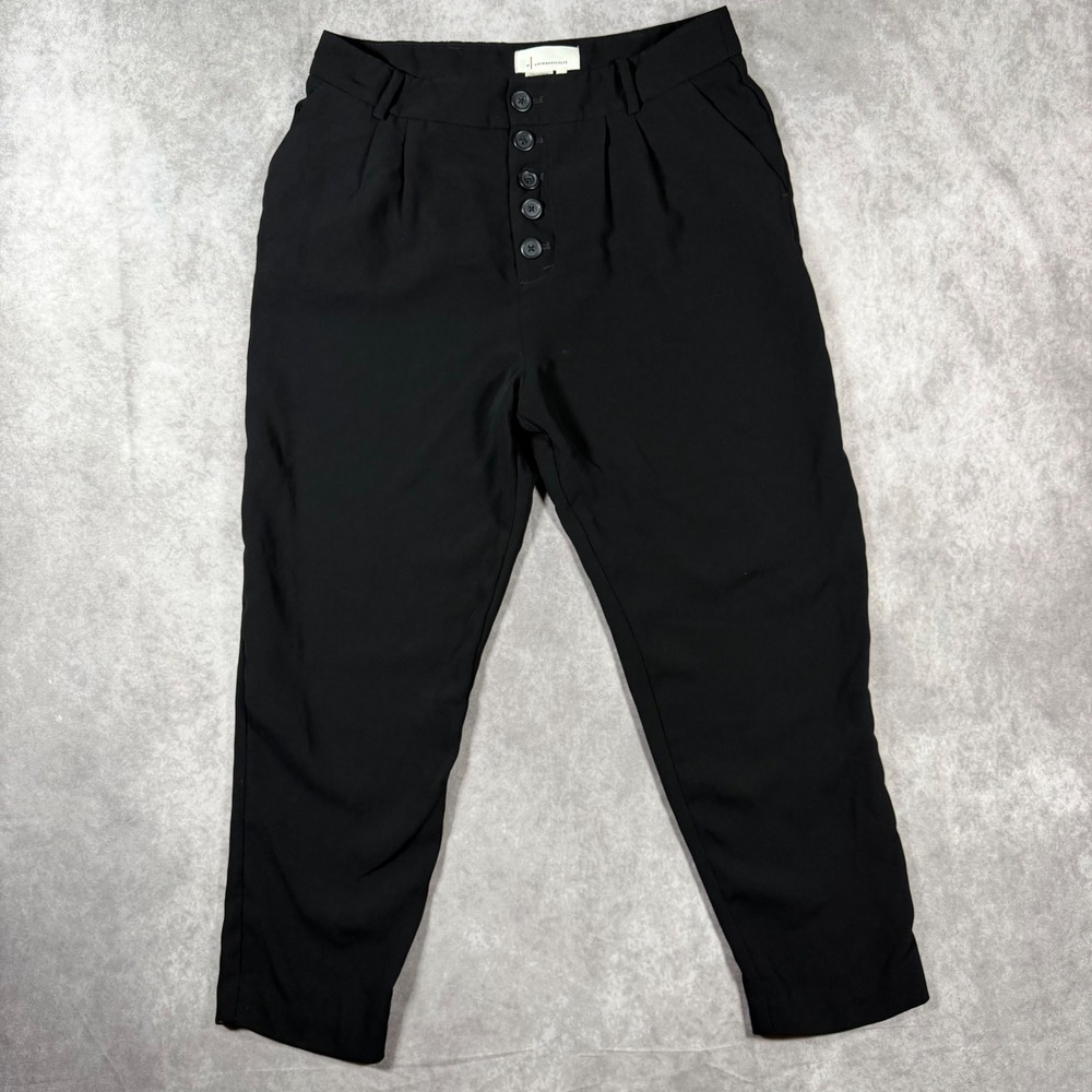Anthropologie Sasha Black Pleated Trousers 6 High Rise Button Fly Minimalist